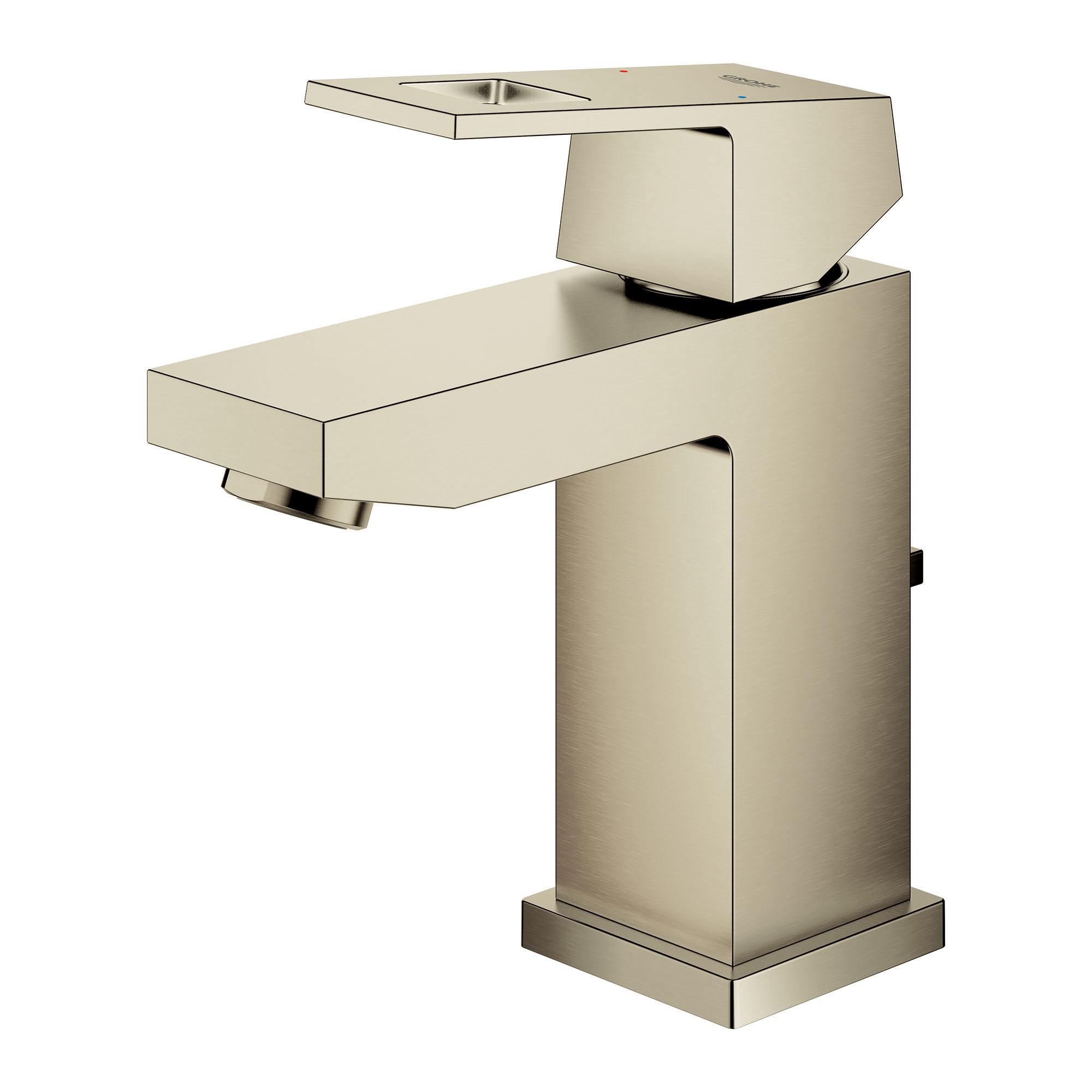 GROHE 23129ENA 23129_A Eurocube S-Size Faucet, Residential, 1.2 gpm Flow Rate, 93 mm H Spout, 1 Handles, Pop-Up Drain, 1 Faucet Holes, Brushed Nickel Infinity