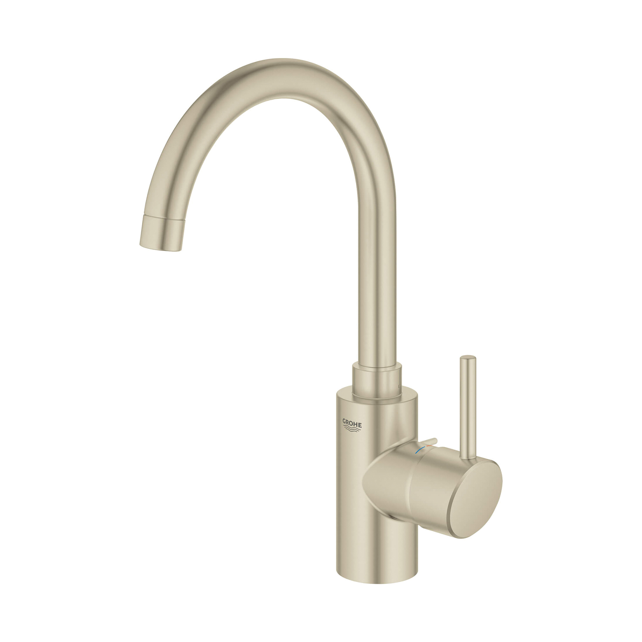 GROHE 32138EN2 32138_2 Concetto™ L-Size Bathroom Faucet, Residential, 1.2 gpm Flow Rate, 7-15/16 in H Spout, 1 Handle, Pop-Up Drain, 1 Faucet Hole, Brushed Nickel