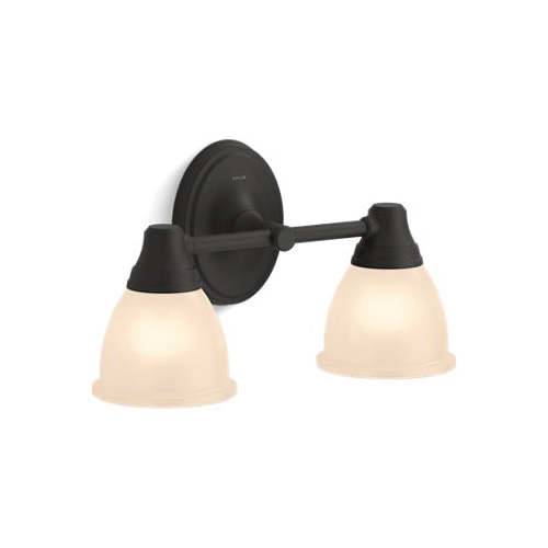 Kohler® 11366-BLL 11366 Forte® Light Sconce, Incandescent Lamp, Matte Black Housing, (2) Lamps