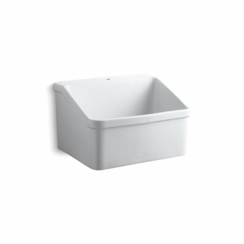 Kohler® 12793-0 Hollister™ Utility Sink With Single Faucet Hole, Rectangle Shape, 1 Faucet Holes, 28 in W x 22 in D x 17-1/2 in H, Wall Mount, Vitreous China, White