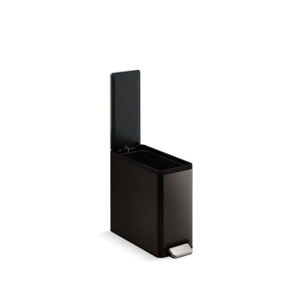 Kohler® 20957-BST Slim Step Trash Can, 2.5 gal Capacity, 15-3/16 in L, Stainless Steel, Black