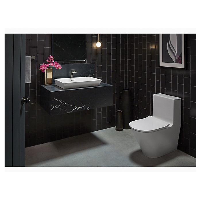 Kohler® 21060-HB1 Brazn™ Bathroom Sink With Overflow, Rectangular Shape, 23 in L x 16 in W x 7 in H, Vessel Mount, Vitreous China, Honed Black