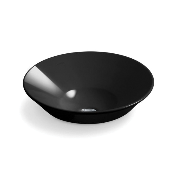 Kohler® 2200-7 Conical Bell® Vessel Bathroom Sink, Round Shape, 16-1/4 in W x 16-1/4 in D x 6-3/8 in H, Countertop/Wall Mount, Vitreous China, Black
