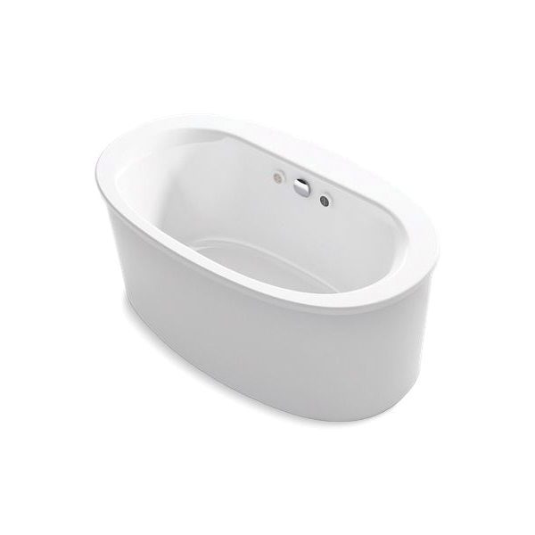 Kohler® 24008-GHW-0 Sunstruck® Heated Air Bath With Bask® Heated Surface and Straight Shroud, BubbleMassage™, Oval Shape, 60-1/2 in L x 34-1/2 in W, Center Drain, White