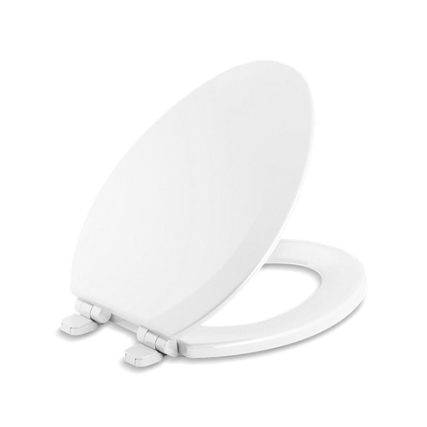 Kohler® 25883-0 Toilet Seat, Triko™, Elongated Bowl, Closed Front, Molded Wood, White, Slow Close Hinge