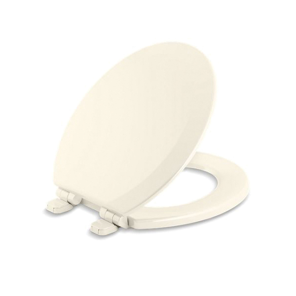Kohler® 25884-96 Toilet Seat, Triko™, Round Bowl, Closed Front, Molded Wood, Biscuit, Slow Close Hinge