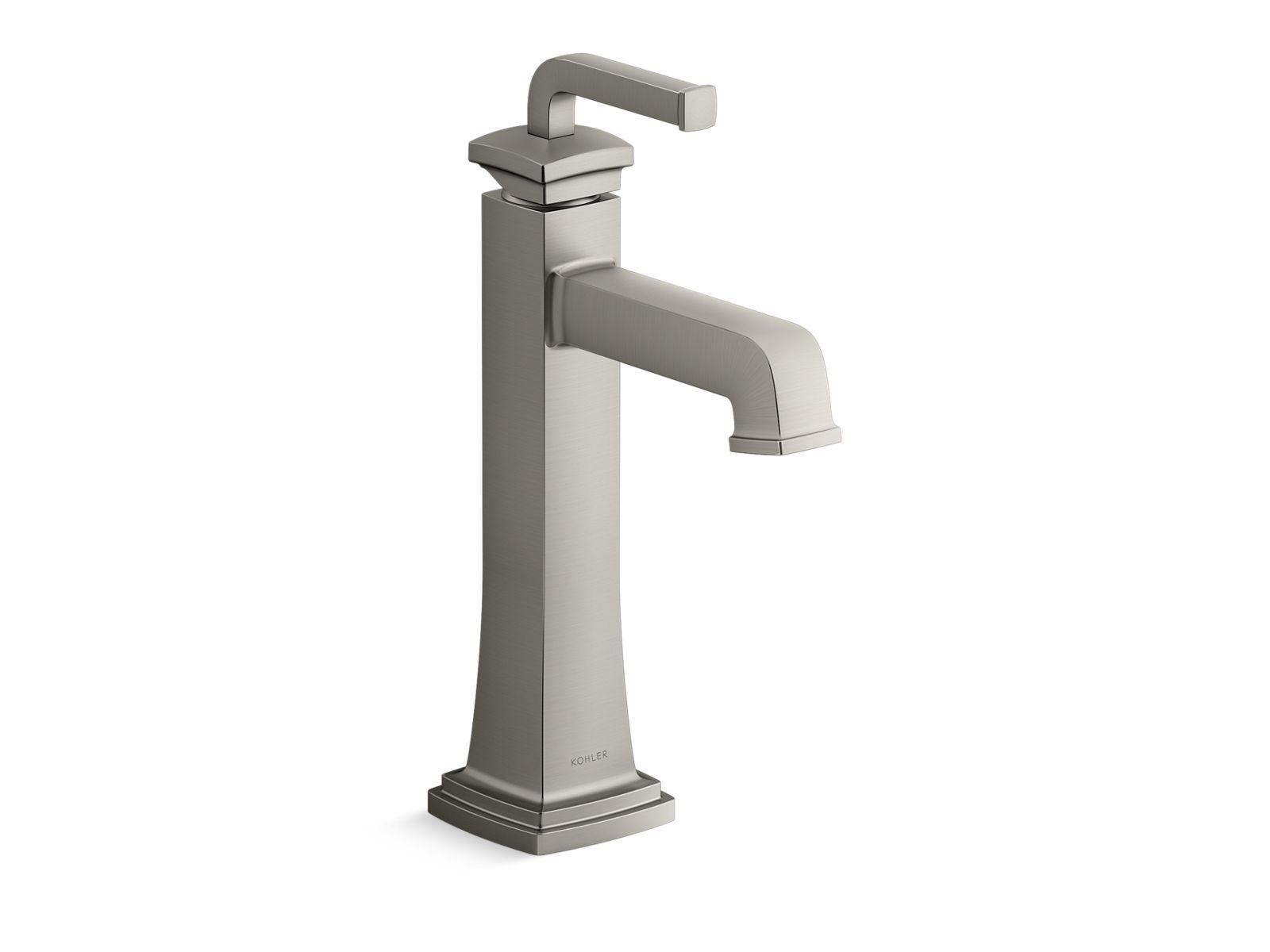 Kohler® 26430-4K-BN 26430-4K Riff® Faucet, 1 gpm Flow Rate, 6-3/4 in H Spout, 1 Handles, Clicker Drain, Vibrant Brushed Nickel