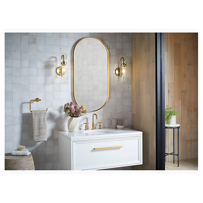 Kohler® 27262-SC01-2GL 27262-SC01 Purist Light Sconce, CFL Lamp, 120 VAC, Brushed Moderne Brass Housing, (1) Lamps