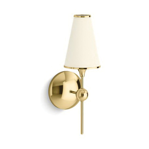 Kohler® Parohn™ 27858-SC01-2PL Dimmable Upward Arm Sconce, (1) Type B Lamp, 120 V, Polished Brass Housing