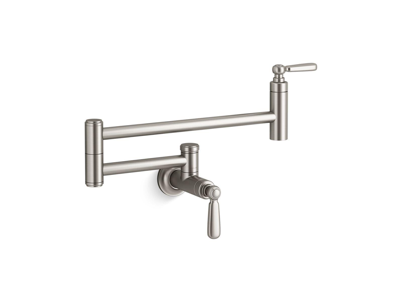Kohler® 28359-VS Edalyn™ by Studio McGee Pot Filler, Articulating Spout, Vibrant Stainless, 1 Handles