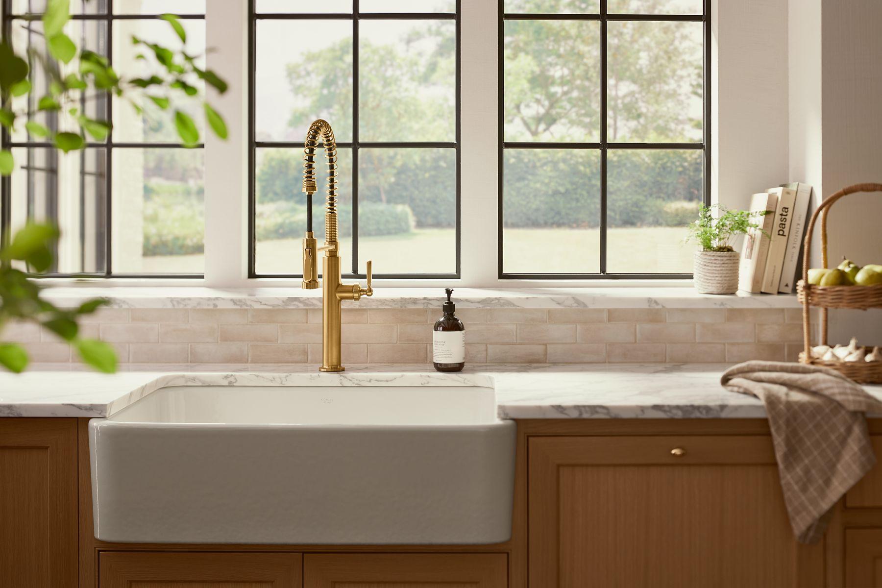 Kohler® 28360-BL Edalyn™ by Studio McGee Semi-Professional Kitchen Faucet, 1.5 gpm Flow Rate, Matte Black, 1 Handles, 1 Faucet Holes, Dual-Function Function