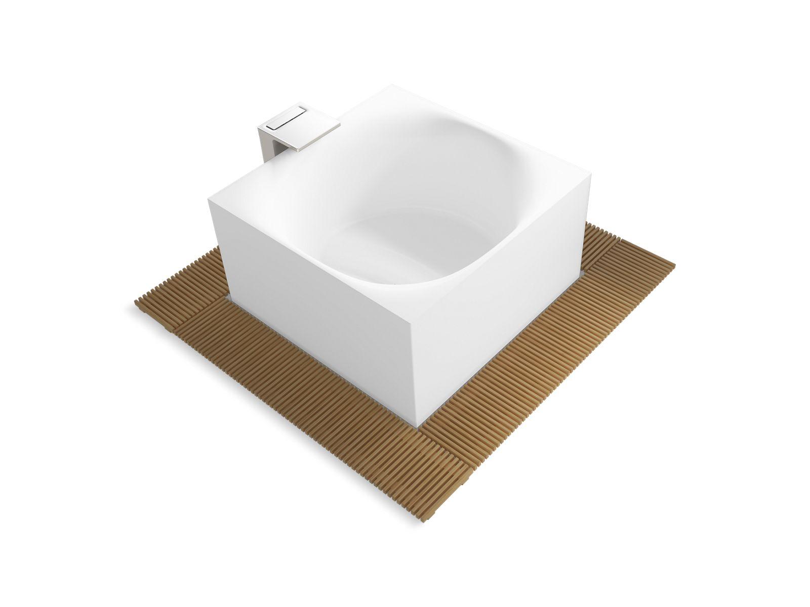 Kohler® 31405-INF-HW1 Stillness™ Infinity Experience Bathtub, 72-1/2 in L x 72-1/2 in W, Center Drain, Honed White