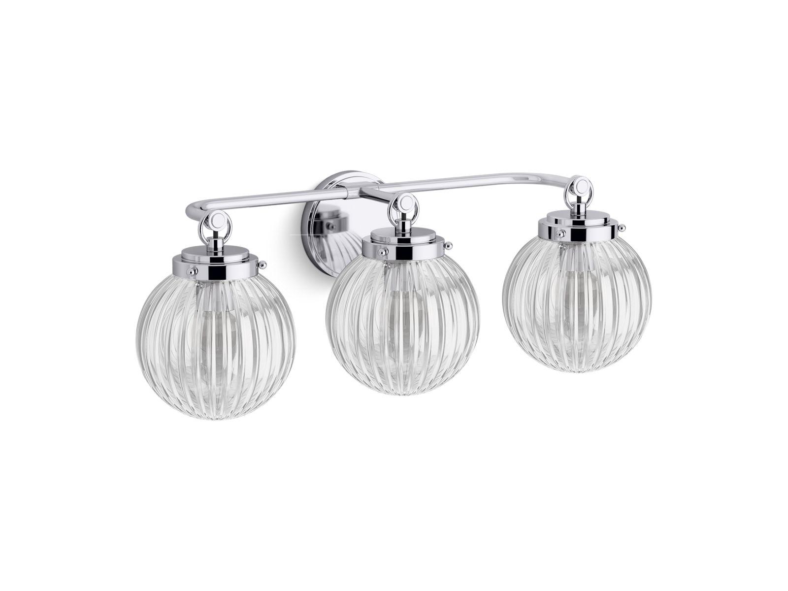 Kohler® 32254-SC03-CPL Sconce, (3) Lamps A19 Lamp, 120 VAC, Polished Chrome Housing