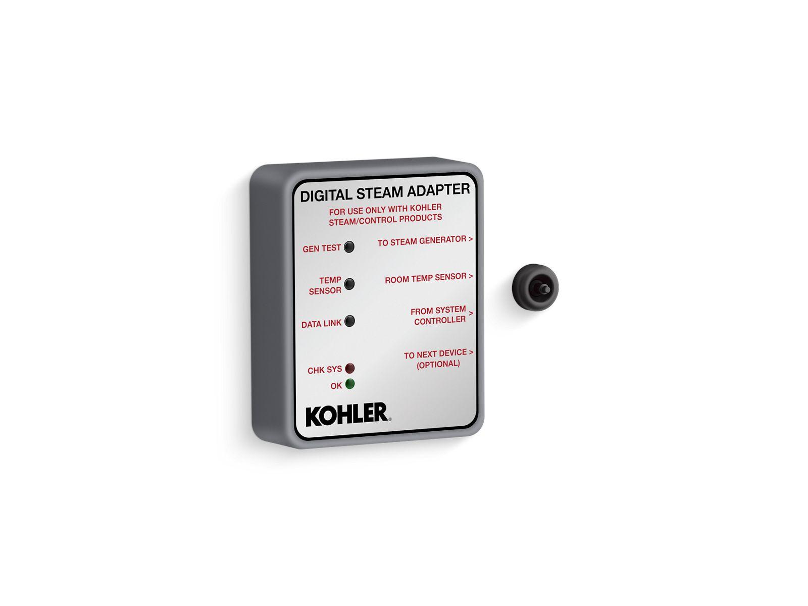 Kohler® 32311-BL K-32311 Invigoration Digital Steam Adapter, Adjustable Panel, 90 to 125 deg F Range, Matte Black, For Use With Invigoration Series 5 to 30 kW Steam Generators, Import