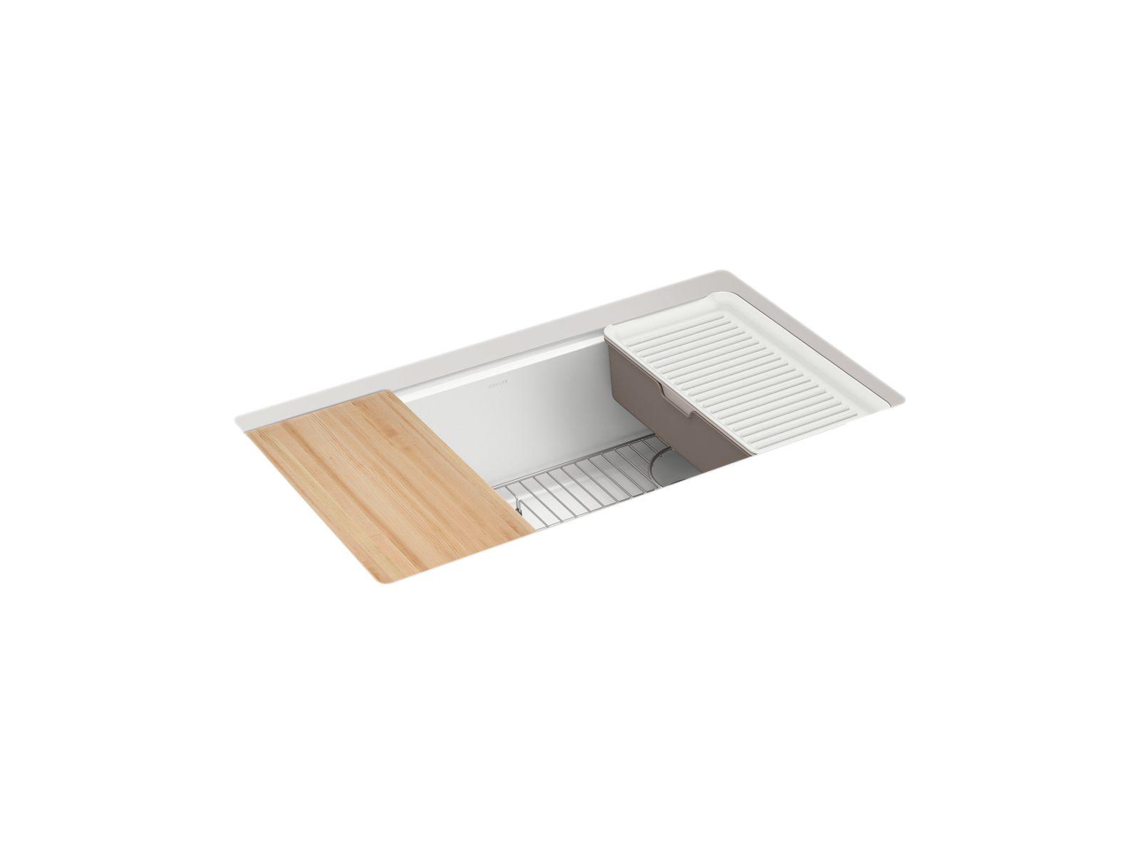 Kohler® 33710-PC-CM6 K-33710-PC Billings Sink, Matte White, Rectangle Shape, 30-1/4 in L x 15-9/16 in W Bowl x 9 in D Bowl, 9-5/8 in H x 18-5/16 in W x 32-1/2 in L, Undermount Mounting, Neoroc Composite
