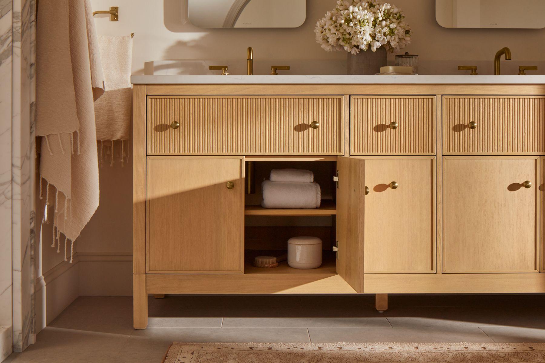 Kohler® 35023-SWK Malin™ by Studio McGee Vanity Cabinet with Sink and Top, 39-11/16 in OAH x 72 in OAW x 22-7/16 in OAD