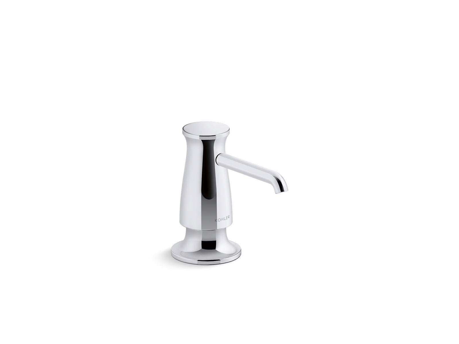 Kohler® 35762-CP Soap/Lotion Dispenser, 16 oz Capacity, Deck Mounting, Brass/Plastic