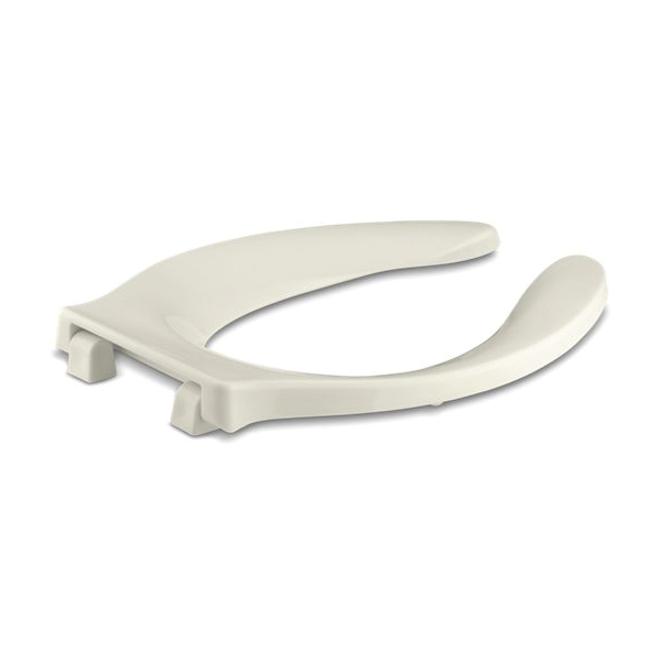 Kohler® 4731-SC-96 Stronghold® Toilet Seat With Integrated Handle and Check Hinge, Elongated Bowl, Open Front, Plastic, Biscuit, Self-Sustaining Check Hinge