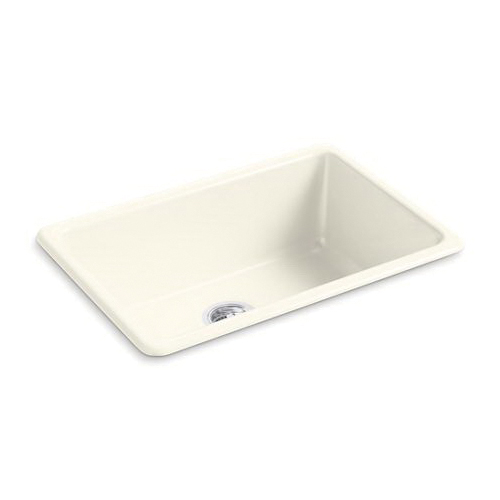Kohler® 5708-96 Iron/Tones® Kitchen Sink, Rectangular Shape, 27 in W x 18-3/4 in D x 9-5/8 in H, Top/Under Mount, Enameled Cast Iron, Biscuit, Domestic