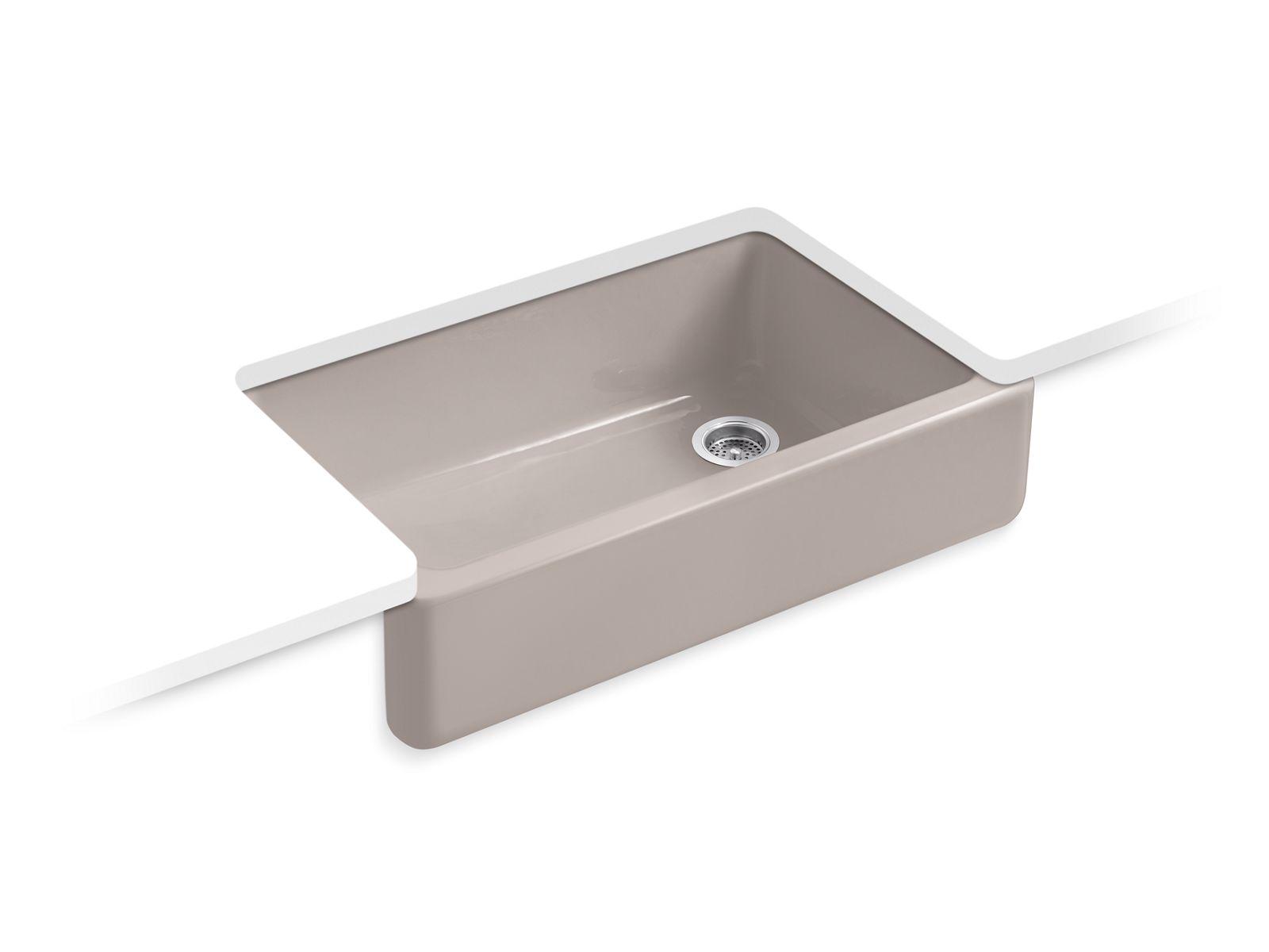 Kohler® 6489-TRF Whitehaven® kitchen sink, Truffle, 35-3/4 in W Bowl x 9 in D Bowl, Undermount Mounting, Enameled Cast Iron