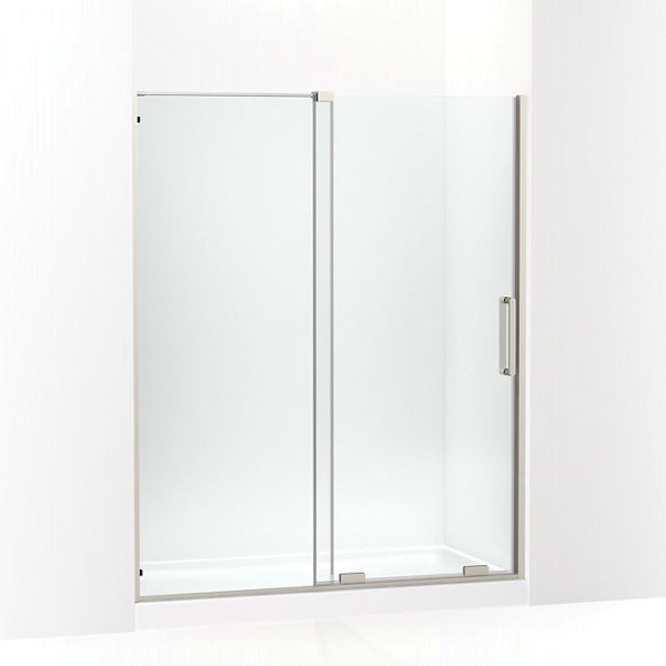 Kohler® 707621-8L-BNK Echelon™ Sliding Shower Door, Crystal Clear Tempered Glass, Crystal Clear Glass with Anodized Brushed Nickel Frame, 5/16 in THK Glass, 55-3/4 to 59-3/4 in W Opening