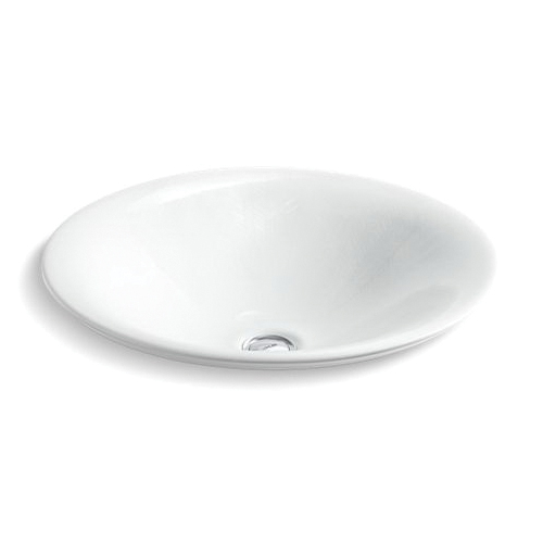 Kohler® 75748-HD1-0 Sartorial™ Herringbone On Carillon™ Vessel Bathroom Sink, Round Shape, 17-11/16 in W x 6 in H, Drop-In Mount, Vitreous China, White