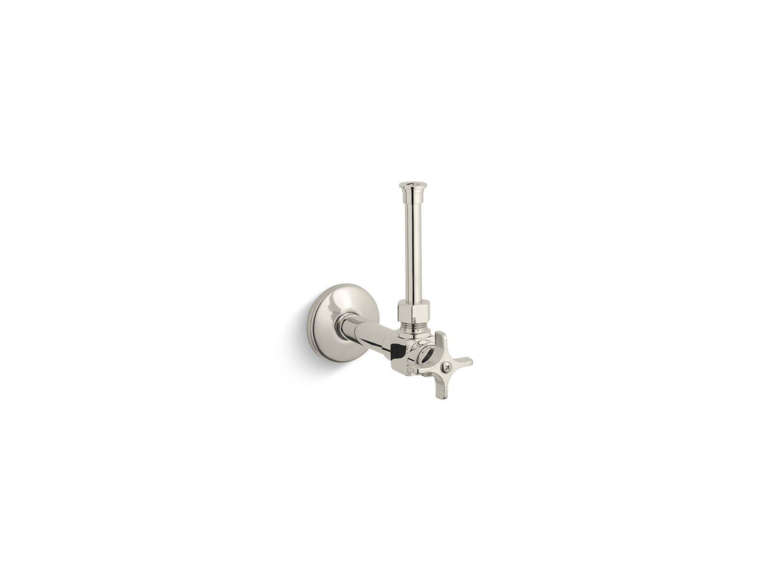Kohler® 7653-SN 7653 Cross Handle/Vertical Tube Angle Supply with Stop, 1/2 in Nominal, NPT End Style, Solid Brass Body, Polished Nickel