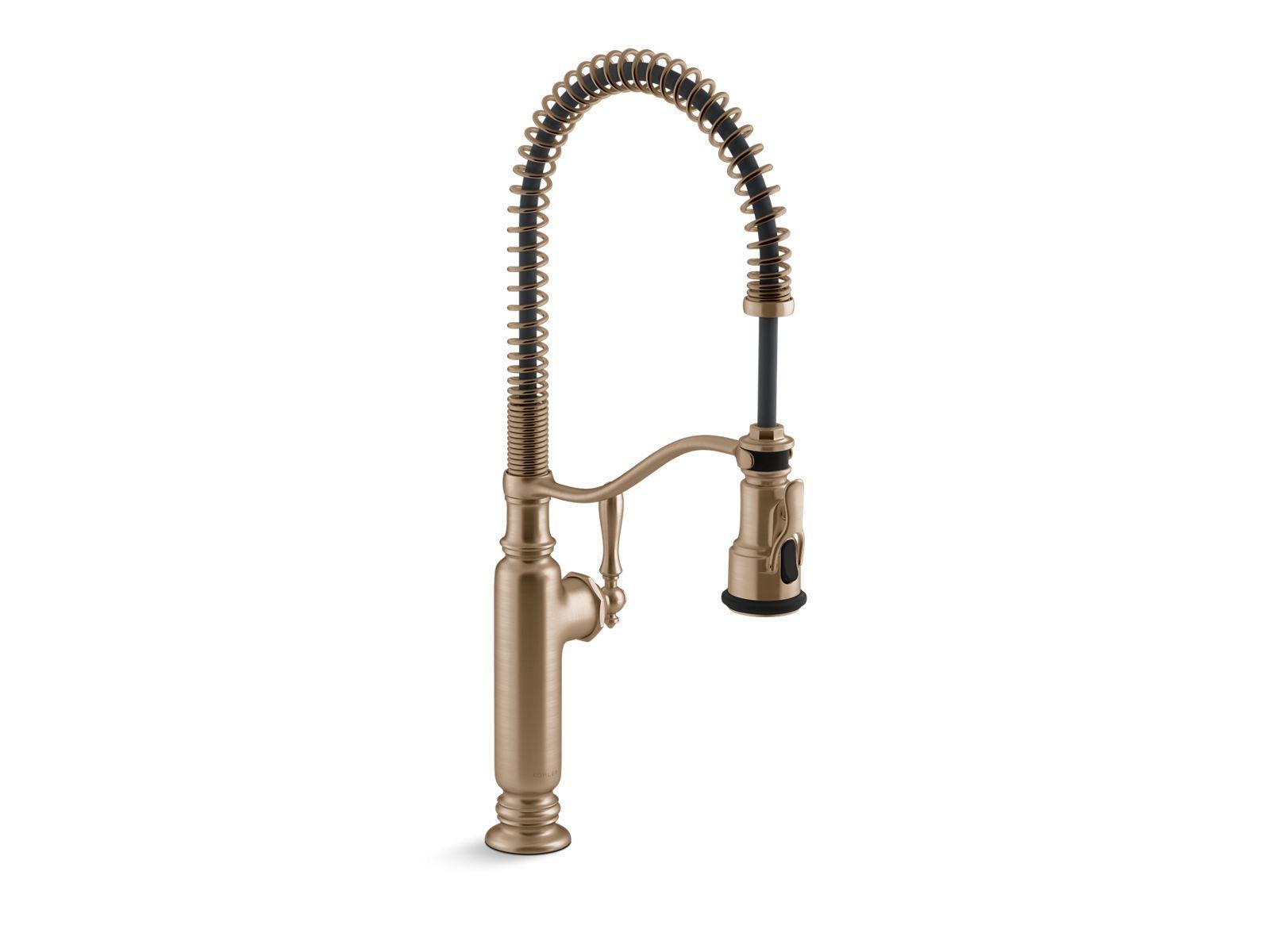 Kohler® 77515-BV Tournant® Pull Down Kitchen Faucet, 1.5 gpm Flow Rate, High-Arc Gooseneck Swivel Spout, Vibrant Brushed Bronze, 1 Handles