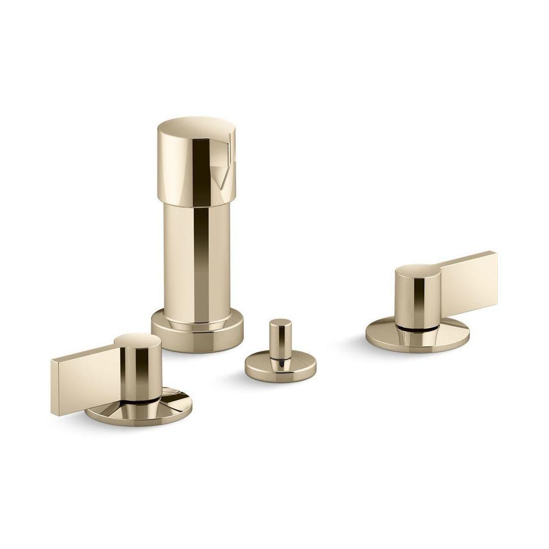 Kohler® 77983-4-AF 77983 Components® Widespread Faucet, 2-5/8 in H Spout, 5-1/2 in Center, Vibrant French Gold, 2 Handles, Pop-Up Drain