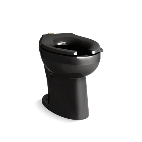 Kohler® 96057-L-7 Highcliff™ Ultra Flushometer Toilet Bowl, Black, Elongated Shape, 10 or 12 in Rough-In, 16-5/8 in H Rim, 2-1/8 in Trapway
