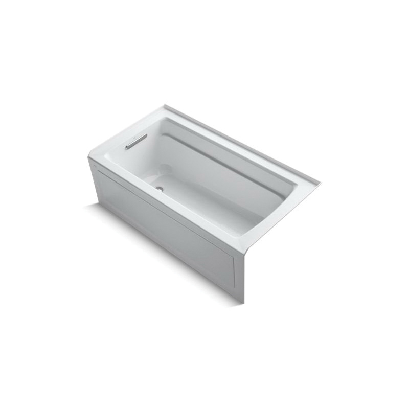 Kohler® 1123-LAW-0 Archer® Bathtub With Integral Apron and Integral Flange, Soaking Hydrotherapy, Rectangle Shape, 60 in L x 32 in W, Left Drain, White