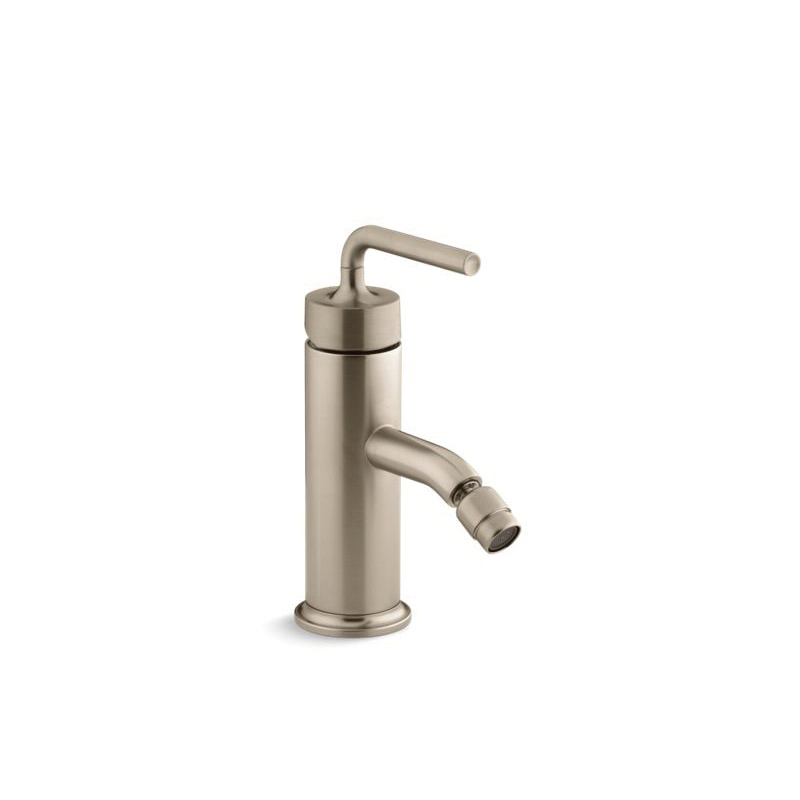Kohler® 14434-4A-BV Bidet Faucet, Purist®, 2.2 gpm Flow Rate, 2-3/8 in H Spout, Vibrant® Brushed Bronze, 1 Handles, Pop-Up Drain