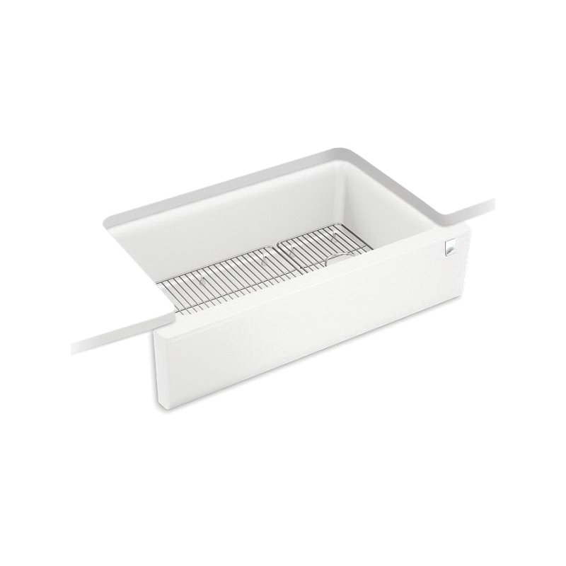 Kohler® 25786-CM6 K-25786 Cairn® Farm House Cairn® Kitchen Sink, Matte White, Rectangular Shape, 28-5/8 in L x 15-1/2 in W Bowl x 9-1/2 in D Bowl, 34 in L x 21-3/16 in W x 10-1/8 in H, Under Mounting, Neoroc® Composite
