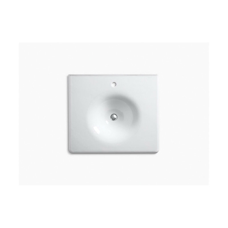 Kohler® 3048-1-0 Iron/Impressions® 1-Piece Bathroom Sink, Round Shape, 25-5/8 in W x 22-1/4 in D x 6-1/2 in H, ITB/Vanity Top Mount, Enameled Cast Iron, White