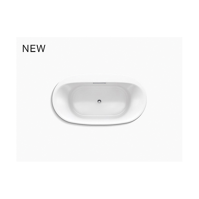 Kohler® 5715-96 Underscore® Bathtub, Soaking, Oval Shape, 66 in L x 36 in W, Center Drain, Biscuit