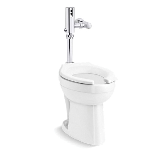 Kohler® PR96057-T4HS-NA Anti-Microbial Toilet Bowl With Mach® Tripoint® Touchless Flushometer, Highcliff™ Ultra, Elongated Shape, 12 in Rough-In, 15-6/8 in H Rim, 2-1/8 in Trapway