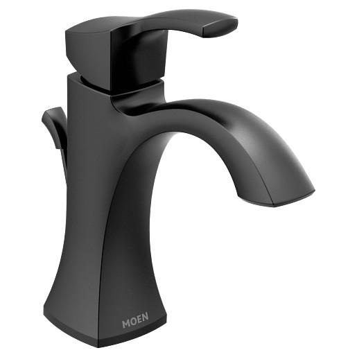 Moen® 6903BL 6903 Voss™ Low Arc Bathroom Faucet, 1.2 gpm Flow Rate, 4.68 in H Spout, 1 Handles, Lift Rod Drain, 1 Faucet Holes, Matte Black