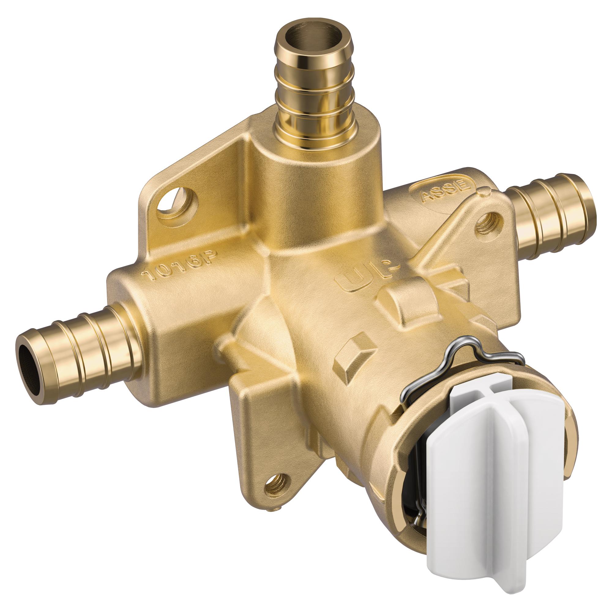 Moen® FP62325PF Posi-Temp® M-Pact® Pressure Balancing Valve, 1/2 in Crimp Ring PEX Inlet x 1/2 in Crimp Ring PEX Outlet, Brass Body, Domestic