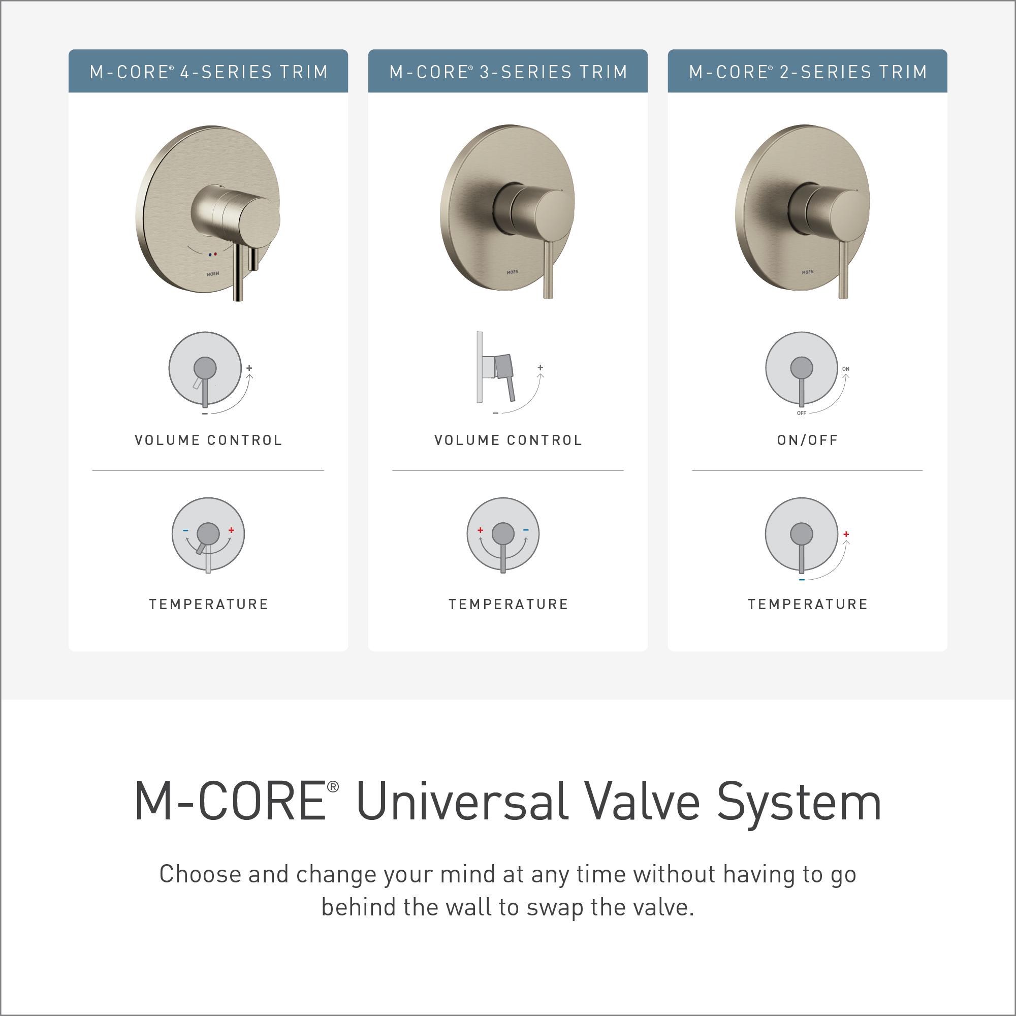 Moen® M-Pact™ M-Core™ U231X 3-Port 2/3 Independent Function Transfer Valve, 1/2 in PEX Inlet x 1/2 in PEX Outlet, Brass Body, Domestic