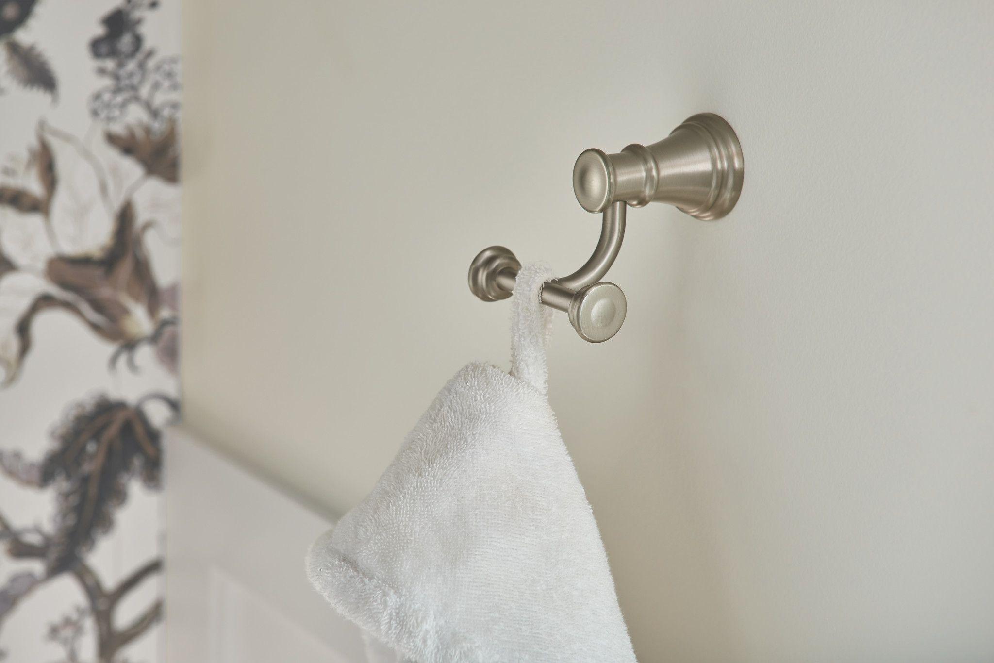Moen® YB6403BN Double Robe Hook, Belfield™, 3-1/4 in OAW x 3.76 in OAD x 3.14 in OAH, Zinc, Import