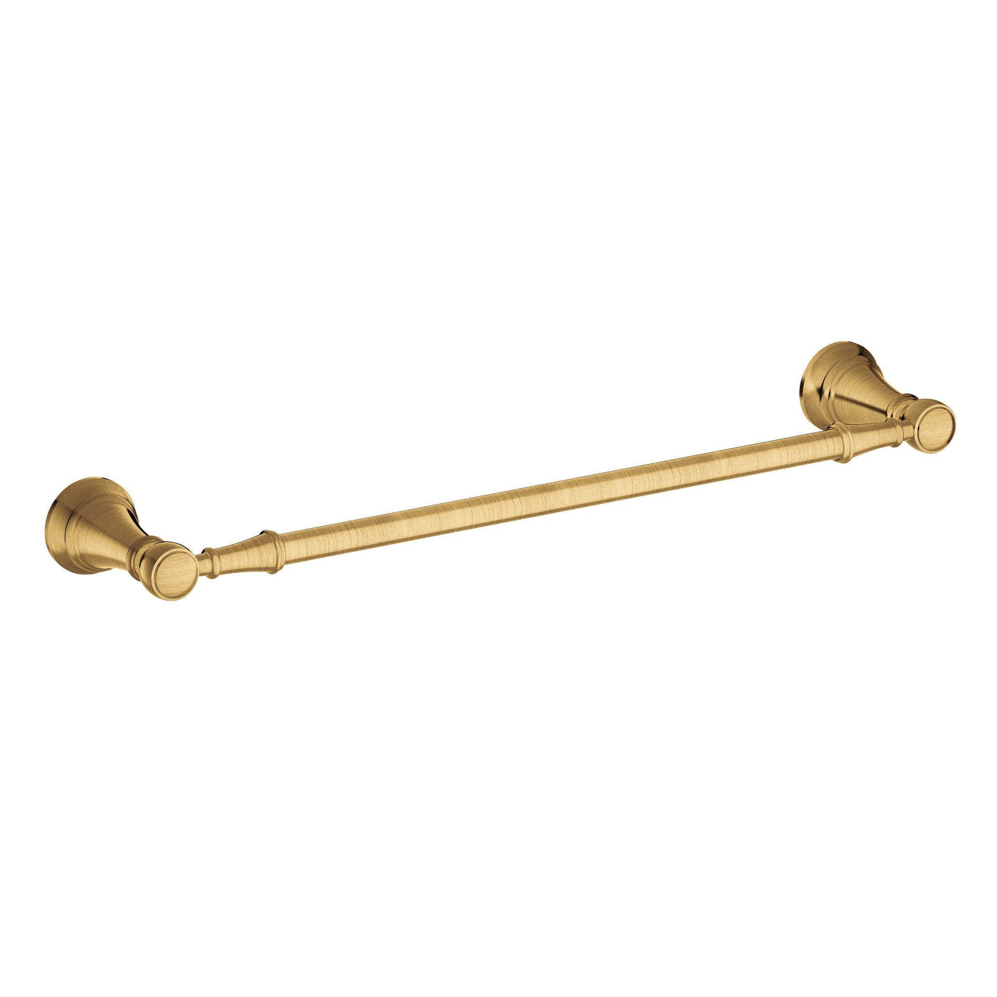 Moen® YB8424BG Towel Bar, Weymouth™, 24 in L Bar, 3.8 in OAD x 1.99 in OAH, Brass/Zinc, Brushed Gold, Import